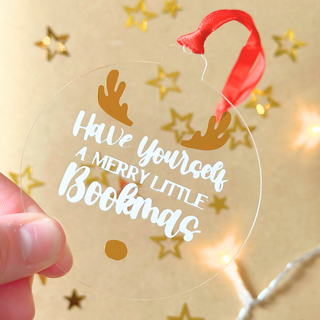 Bookmas Ornaments | 3" Clear Acrylic Baubles