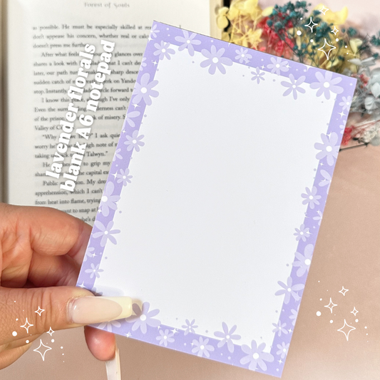 Lavender Florals Blank A6 Notepad