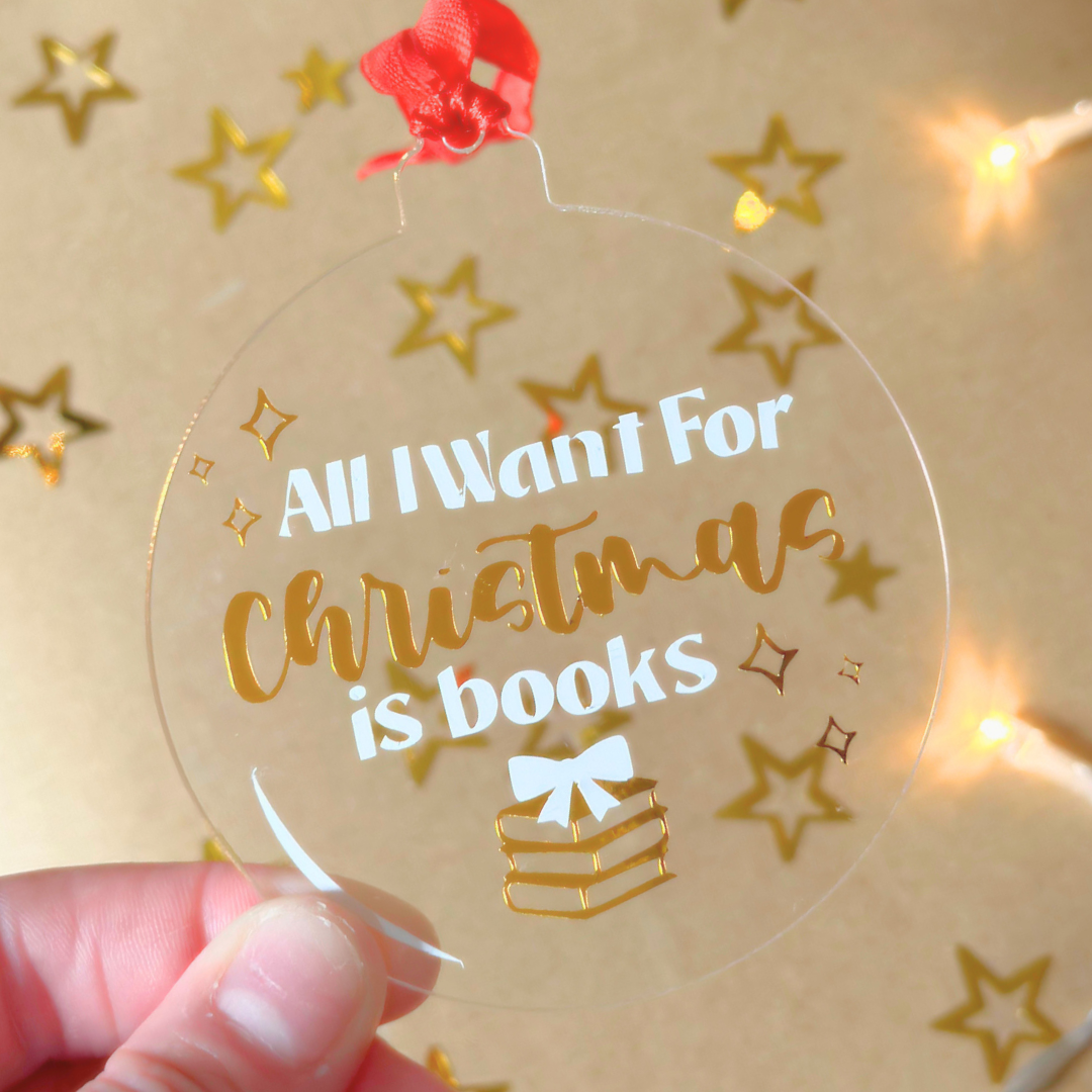 Bookmas Ornaments | 3" Clear Acrylic Baubles