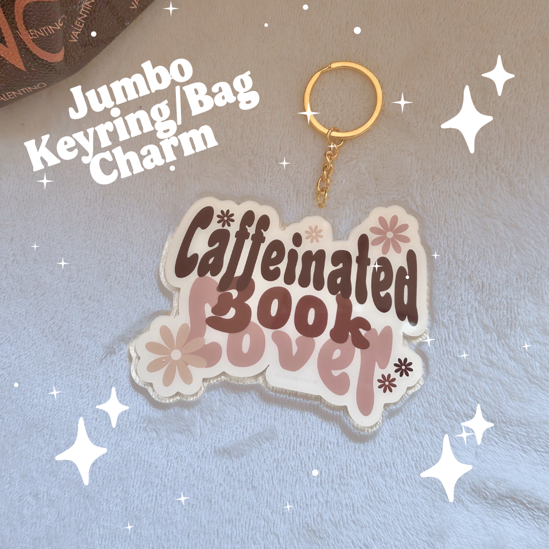 Caffeinated Book Lover Jumbo Keyring/Bag Charm