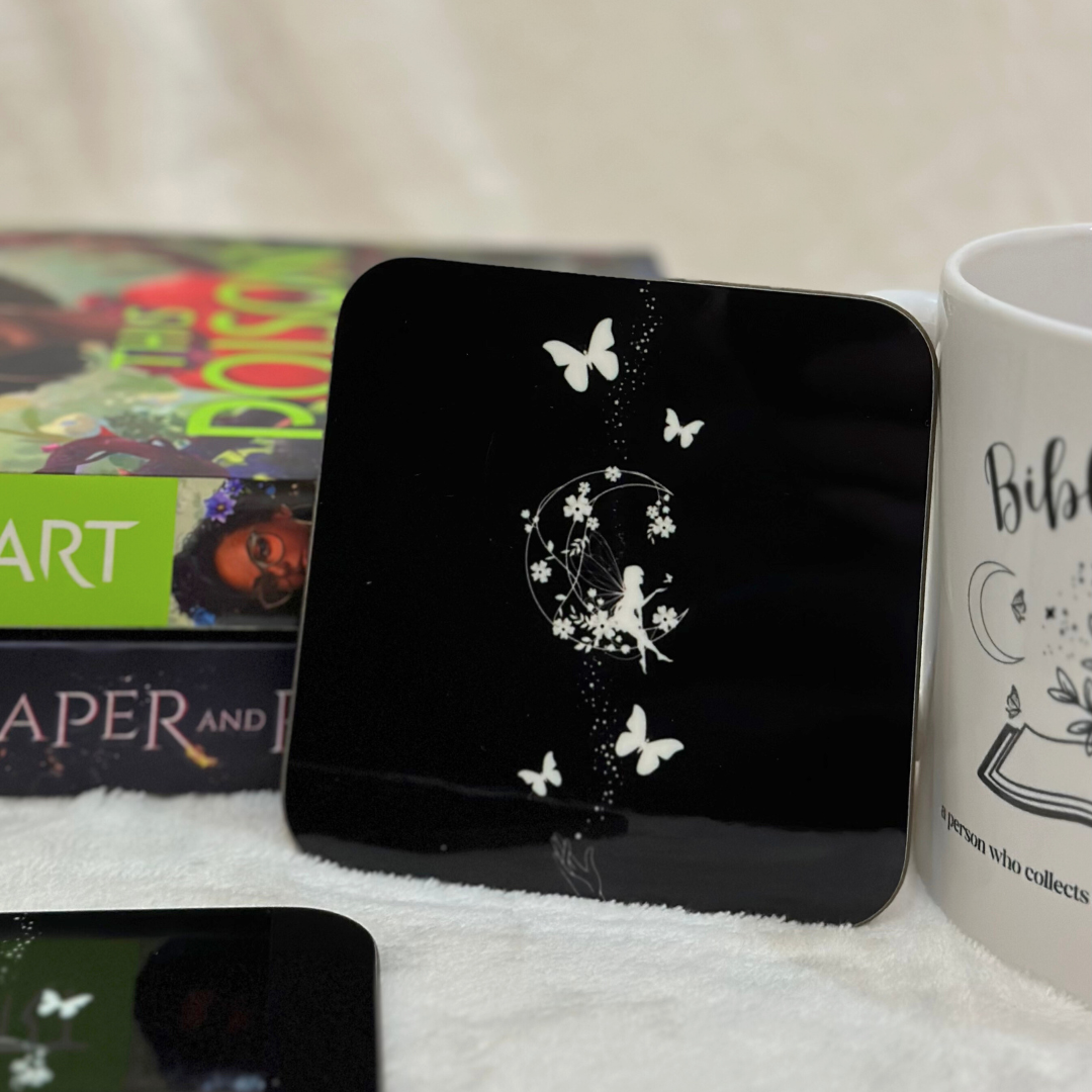Black Garden Fairy Mug Coaster