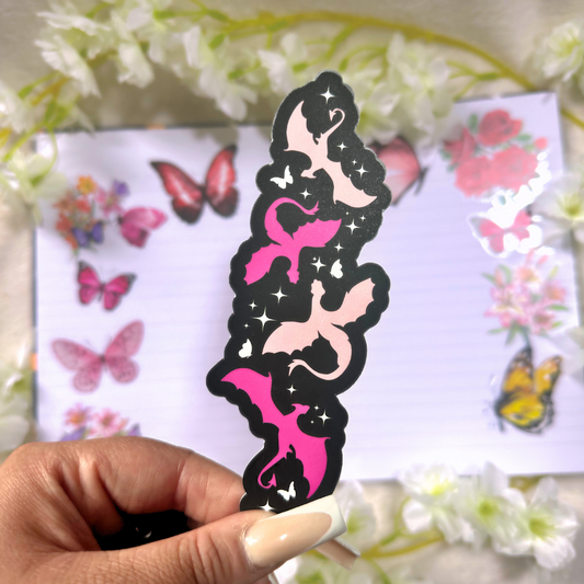 Pink Dragon Flight Die Cut Bookmark