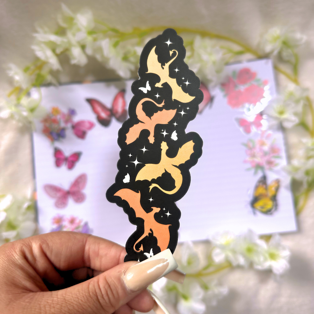 Orange Dragon Flight Die Cut Bookmark