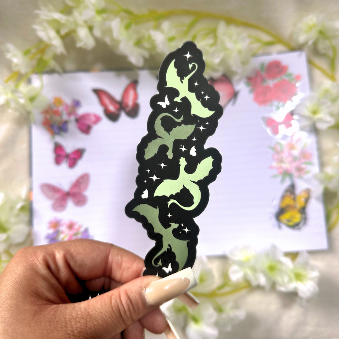 Green Dragon Flight Die Cut Bookmark