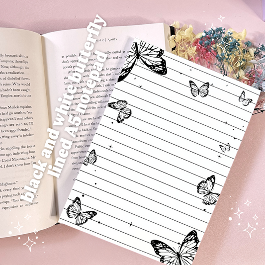 Black & White Butterflies Lined A5 Notepad