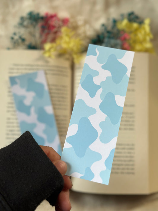 Blue Cow Print Bookmark