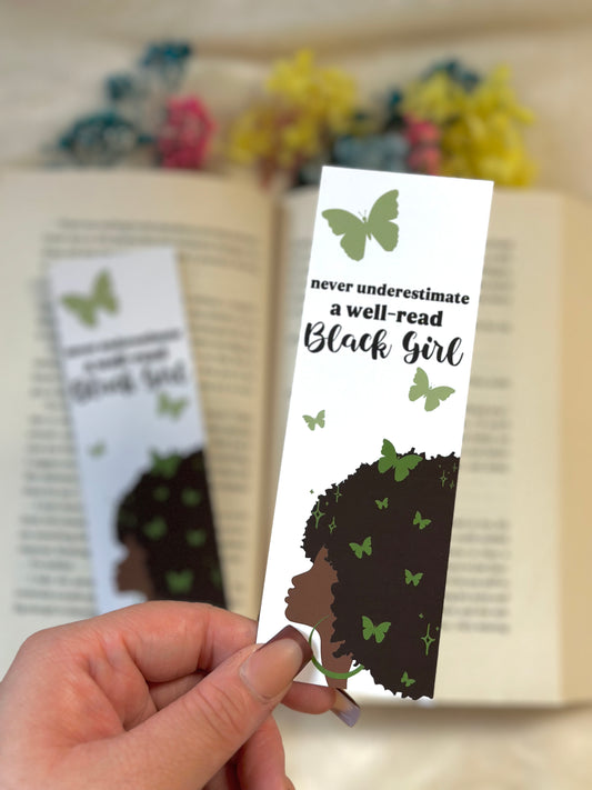 Well-Read Black Girl Green Afro Bookmark