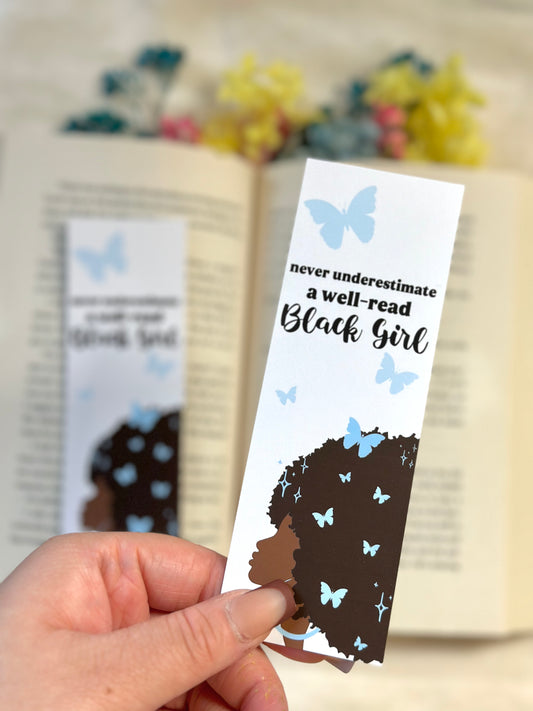 Well-Read Black Girl Blue Afro Bookmark