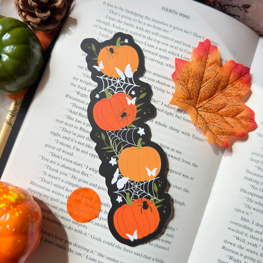 Pumpkin Webs Die-Cut Bookmark