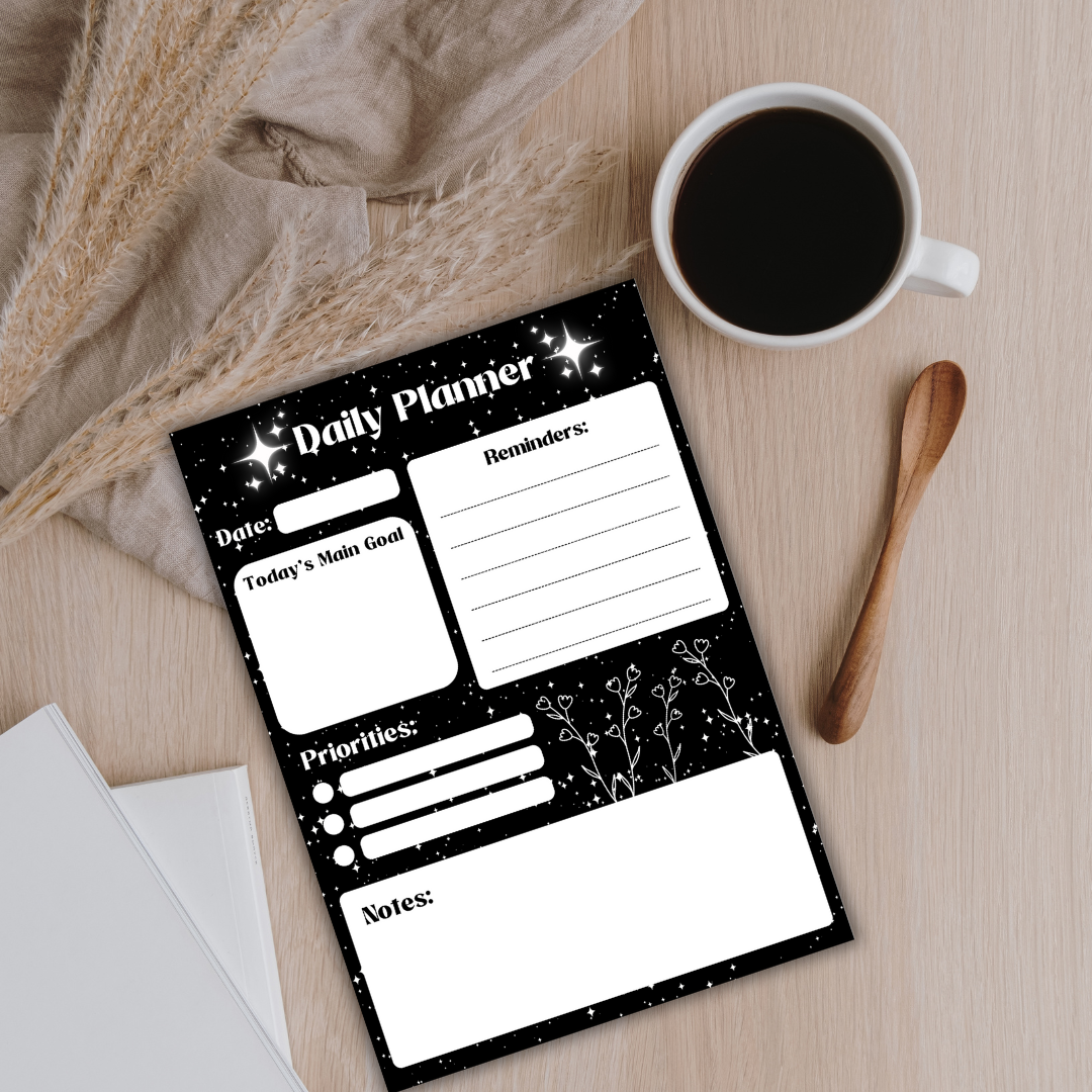 Starry Black and White A5 Daily Planner